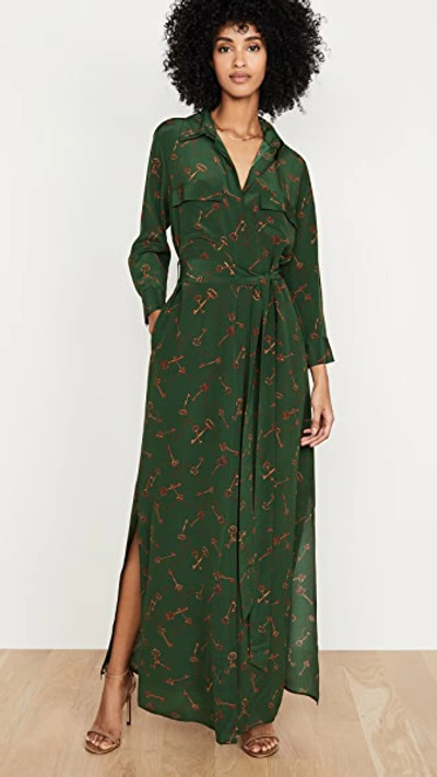 L Agence L'agence Cameron Long Shirt Dress In Green. In Multi