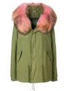 Mr & Mrs Italy Hooded Fur Trim Parka In 4026 Panter Pink