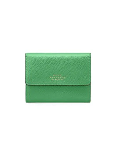 Smythson Panama Small Saffiano Leather Coin Purse In Green