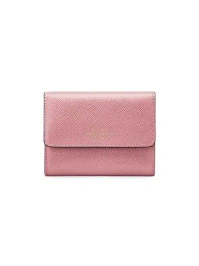 Smythson Panama Small Saffiano Leather Coin Purse In Pink