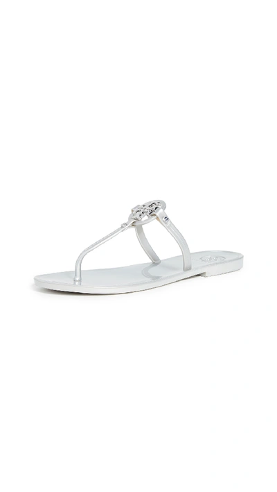 Tory Burch Mini Miller Jelly Thong Sandal In Silver