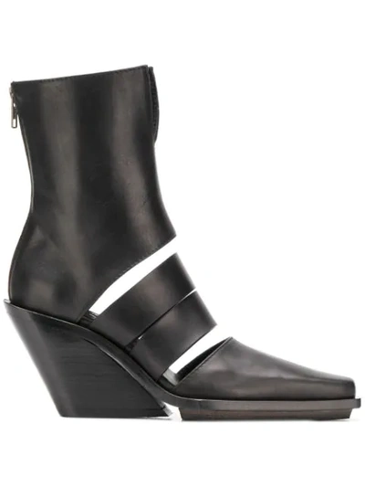 Ann Demeulemeester Cut-out Ankle Boots In Black