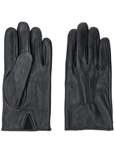Hugo Boss Stitch Detail Gloves In Black