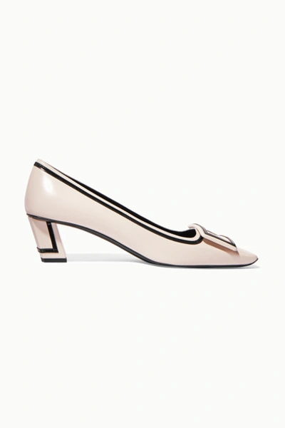 Roger Vivier Belle Vivier Graphic Patent-trimmed Leather Pumps In White