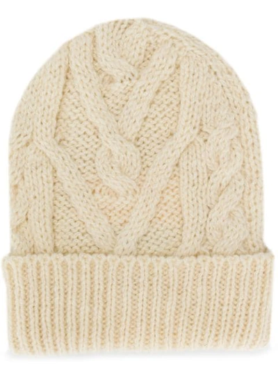 Thom Browne Cable Knit Beanie In White