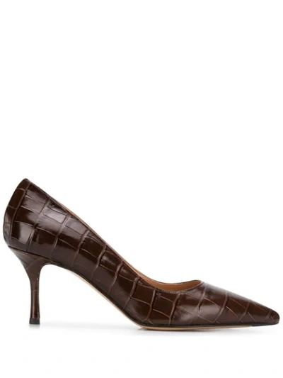 The Seller Pointed Croc Effect Pumps In Brown