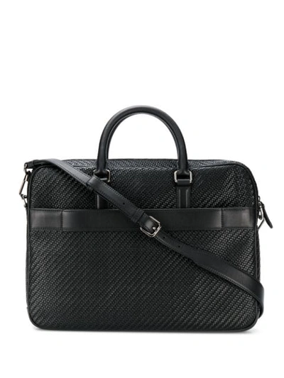 Ermenegildo Zegna Woven Briefcase In Black