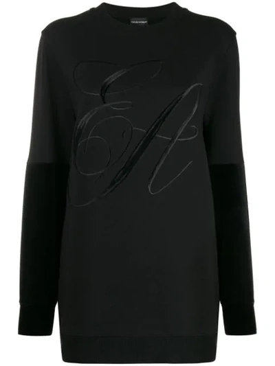 Emporio Armani Embroidered Logo Sweatshirt In Black