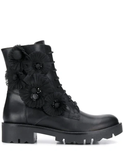 Tosca Blu Embellished Biker Boots In Black