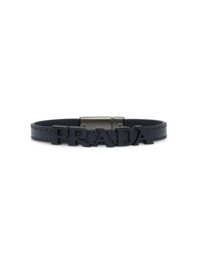 Prada Lettering Logo Bracelet In Black