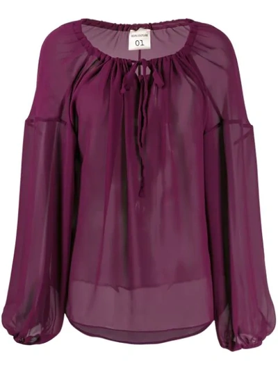Semicouture Oversized Long-sleeve Blouse In Purple