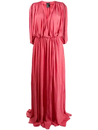 Ann Demeulemeester Flared Pleated Maxi Dress In Pink