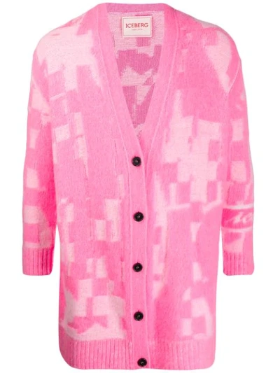 Iceberg Geometric Knit Cardigan In 4317 Pink