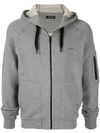 Ermenegildo Zegna Logo Print Zipped Hoodie In Grey