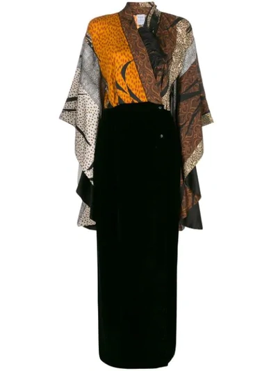 Sara Roka Scarf-panelled Surplice Dress In Black