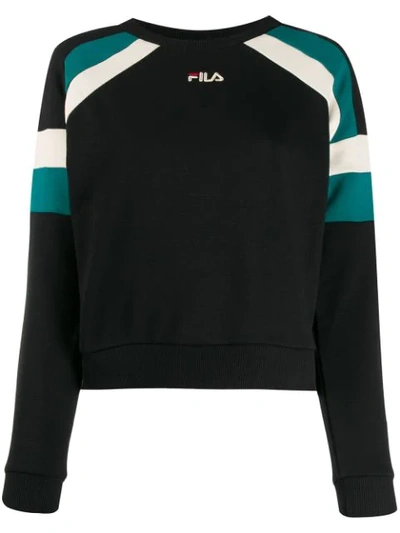 Fila Stripe Panel Sweatshirt In Black