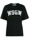 Msgm College Logo Print T-shirt In Black