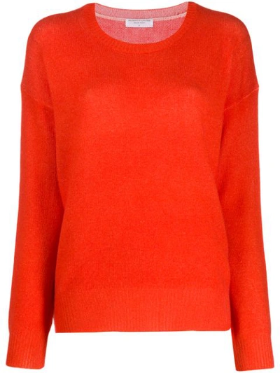 Majestic Contrast Knit Jumper In Red