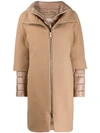 Herno Layered Down Coat In Brown