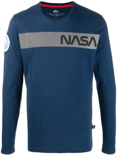 Alpha Industries Long Sleeve Nasa Sweater In Blue