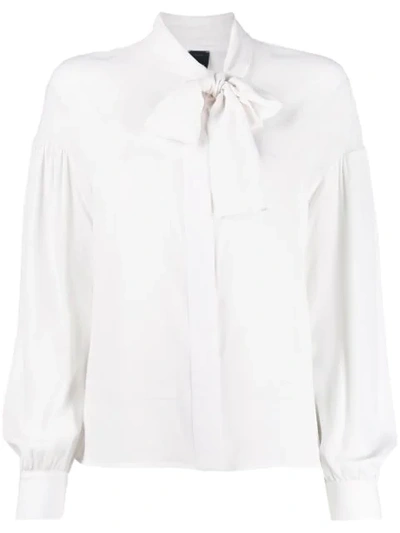 Pinko Bluse Mit Schleifenkragen In White