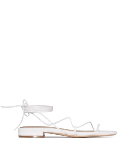 Studio Amelia 10mm Leather Lace-up Sandals In White