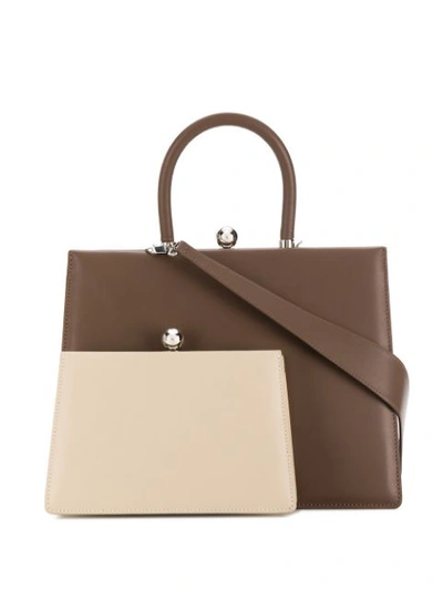 Ratio Et Motus Twin Frame Leather Top Handle Bag In Brown