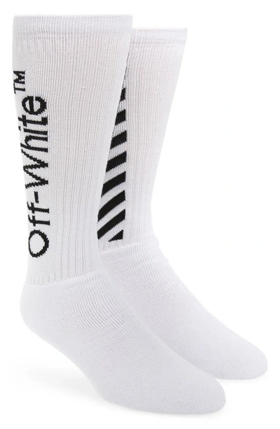 Off-white Diagonal Athletic Socks In White Black