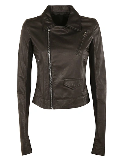 Rick Owens Zipped Biker Jacket In Black