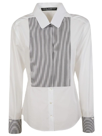 Dolce & Gabbana Stripe-detail Shirt In Bianco/righe
