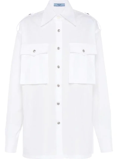 Prada White Oversized Button-up Cotton Shirt