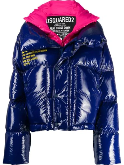 Dsquared2 Two Tone Padded Jacket In Blue