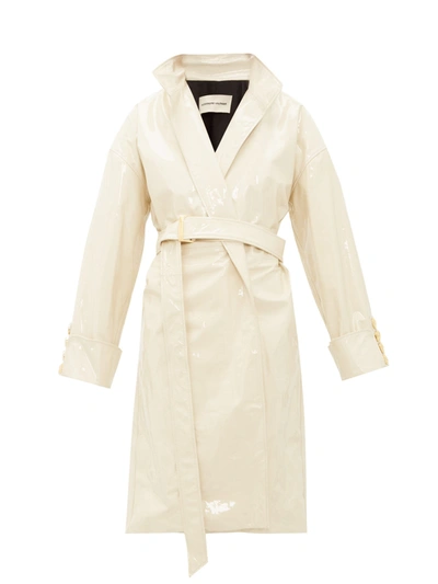 Alexandre Vauthier Oversized Double-breasted Patent-leather Coat In Ivory