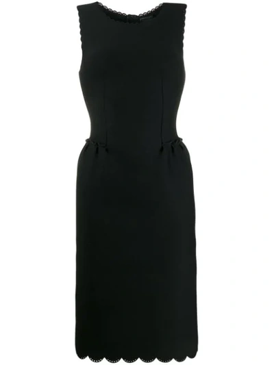 Pre-owned Lanvin 2014 Scalloped Details Fitted Dress In Black