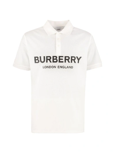Burberry Short-sleeved Cotton Polo Shirt In White
