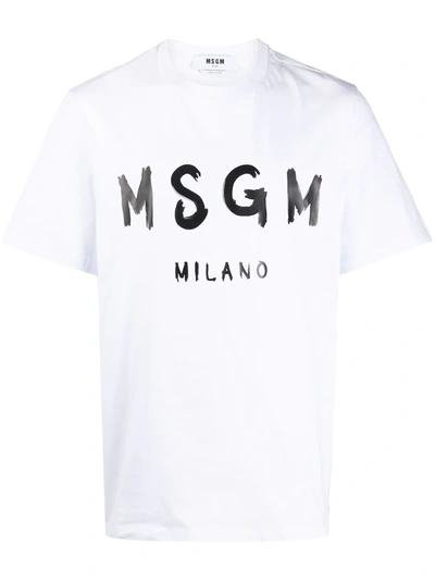 Msgm Slogan Crew Neck T-shirt In White