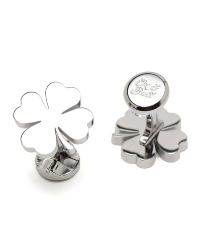 Cufflinks, Inc Four Leaf Clover Cuff Links In Silver