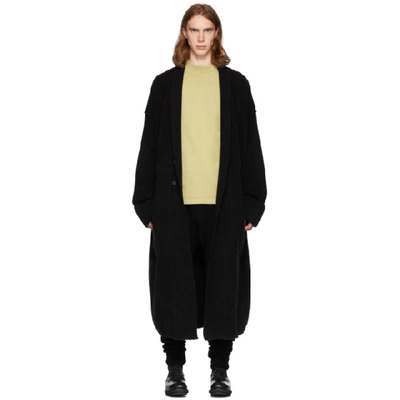 Isabel Benenato Black Merino Wool And Yak Double Layer Coat In Black 01