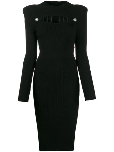 Balmain Cut Out Detail Fitted Dress In Black