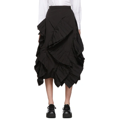 Enföld Enfold Black Twill Pleated Frill Skirt In Nero