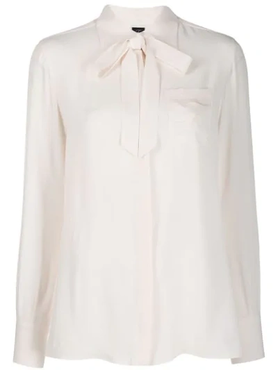 Fay Monogram Embroidery Pussy-bow Shirt In Pink
