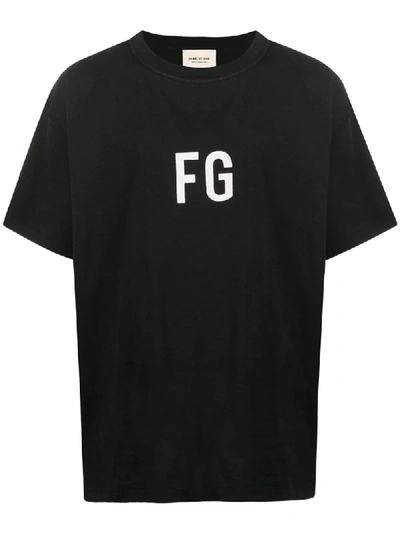 Fear Of God Oversized Logo Print T-shirt In Black