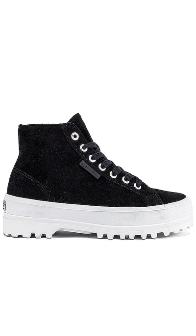 Superga 2341 Sue High Top Platform Sneaker In Black & White