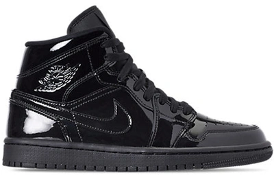 Pre-owned Jordan 1 Mid Se Triple Black Patent (women's) In Black/black-black-black