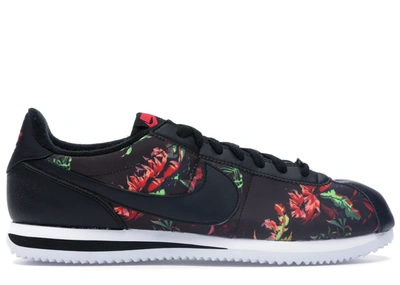 Pre-owned Nike  Cortez Floral In Black/black-red Orbit-summit White