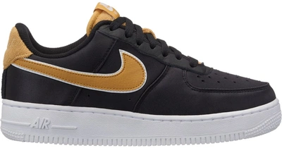 Pre-owned Nike Air Force 1 Low Satin Black Wheat Gold (women's) In Black/wheat Gold