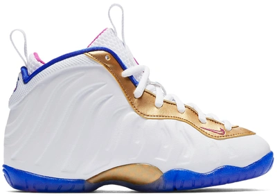 Pre-owned Nike Air Foamposite One Peanut Butter & Jelly (ps) In White/fuchsia Blast-racer Blue