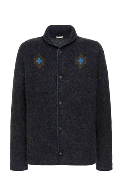 Massimo Alba Navajo Slim-fit Cashmere-blend Cardigan Sweater In Blue
