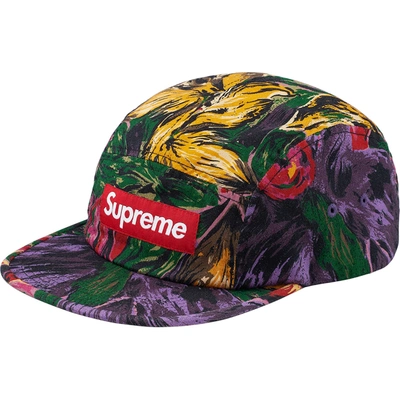 Pre-owned Supreme  Painted Floral Camp Cap Purple