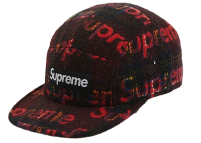 Pre-owned Supreme  Harris Tweed Camp Cap Red Plaid